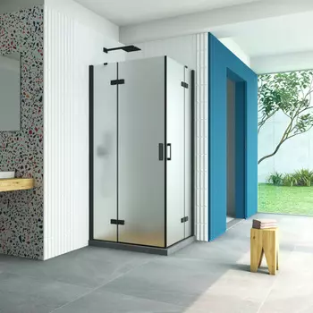 Душевой уголок Vegas-Glass Afa-F Retta 90x80 AFA-F Retta 90*80 02М 10 профиль черный, стекло сатин