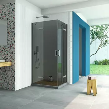 Душевой уголок Vegas-Glass Afa-F Retta 100x90 AFA-F Retta 100*90 07 07 профиль матовый хром, стекло графит