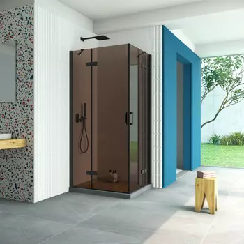 Душевой уголок Vegas-Glass Afa-F Retta 100x90 AFA-F Retta 100*90 02М 05 профиль черный, стекло бронза