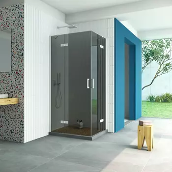 Душевой уголок Vegas-Glass Afa-F Retta 100x80 AFA-F Retta 100*80 01 07 профиль белый, стекло графит