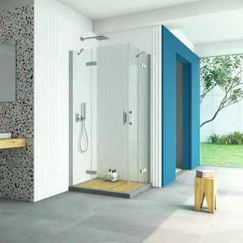 Душевой уголок Vegas-Glass Afa-F Retta 100x80 AFA-F Retta 100*80 07 01 профиль матовый хром, стекло прозрачное