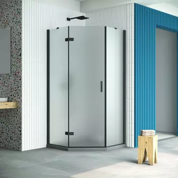 Душевой уголок Vegas-Glass Afa-Pen Retta 90x90 AFA-Pen Retta 90 02М 10 профиль черный, стекло сатин
