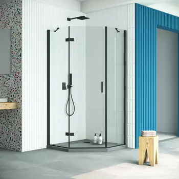 Душевой уголок Vegas-Glass Afa-Pen Retta 100x100 AFA-Pen Retta 100 02М 01 профиль черный, стекло прозрачное