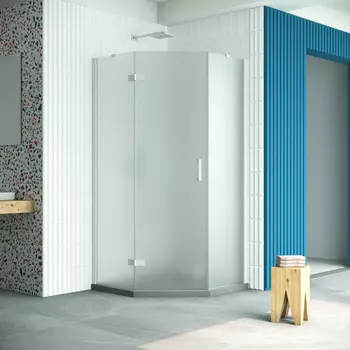 Душевой уголок Vegas-Glass Afa-Pen Retta 90x90 AFA-Pen Retta 90 01 10 профиль белый, стекло сатин