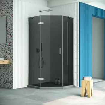 Душевой уголок Vegas-Glass Afa-Pen Retta 100x100 AFA-Pen Retta 100 08 07 профиль глянцевый хром, стекло графит