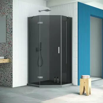 Душевой уголок Vegas-Glass Afa-Pen Retta 100x100 AFA-Pen Retta 100 07 07 профиль матовый хром, стекло графит