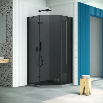 Душевой уголок Vegas-Glass Afa-Pen Retta 90x90 AFA-Pen Retta 90 02М 07 профиль черный, стекло графит