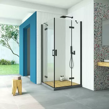 Душевой уголок Vegas-Glass Afa Retta 90x90 AFA Retta 90 02М 01 профиль черный, стекло прозрачное