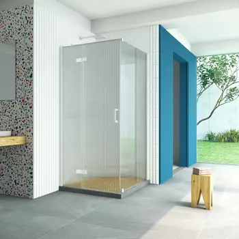 Душевой уголок Vegas-Glass Afp-Fis Retta 120x100 AFP-Fis Retta 120*100 01 Moru профиль белый, стекло рифленое