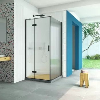 Душевой уголок Vegas-Glass Afp-Fis Retta 120x80 AFP-Fis Retta 120*80 02М Moru профиль черный, стекло рифленое