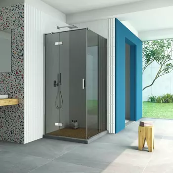 Душевой уголок Vegas-Glass Afp-Fis Retta 120x110 AFP-Fis Retta 120*110 08 07 профиль глянцевый хром, стекло графит