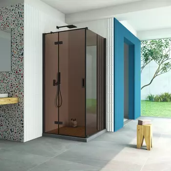 Душевой уголок Vegas-Glass Afp-Fis Retta 120x100 AFP-Fis Retta 120*100 02М 05 профиль черный, стекло бронза