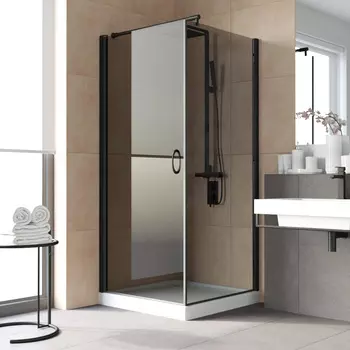 Душевой уголок Vegas-Glass EP-Fis Lux 90x90 EP-Fis LUX 90 02М 07 профиль черный, стекло графит