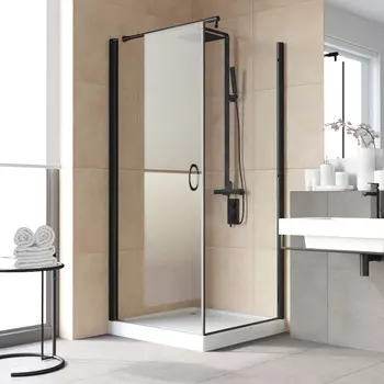 Душевой уголок Vegas-Glass EP-Fis Lux 90x80 EP-Fis LUX 90*80 02М 01 профиль черный, стекло прозрачное