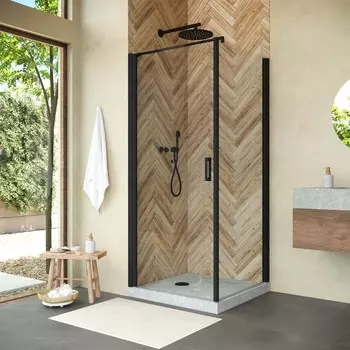 Душевой уголок Vegas-Glass EP-FIS NOVO h2000 90x90 EP-FIS NOVO h2000 90 02М crystalvision профиль черный, без поддона