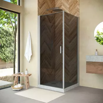 Душевой уголок Vegas-Glass EP-FIS NOVO h2000 80x110 EP-FIS NOVO h2000 80*110 07 07 стекло графит, профиль хром, без поддона