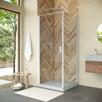 Душевой уголок Vegas-Glass EP-FIS NOVO h2000 90x90 EP-FIS NOVO h2000 90 01 01 стекло прозрачное, профиль белый, без поддона