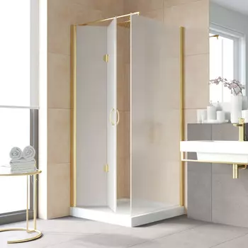 Душевой уголок Vegas-Glass GPS-Fis LUX 80x90 GPS-Fis LUX 80*90 09 10 профиль глянцевое золото, стекло сатин