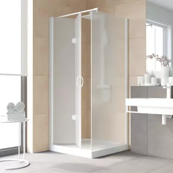 Душевой уголок Vegas-Glass GPS-Fis LUX 90x80 GPS-Fis LUX 90*80 01 10 профиль белый, стекло сатин