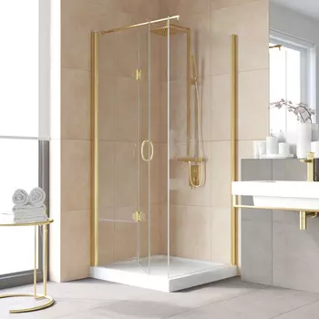 Душевой уголок Vegas-Glass GPS-Fis LUX 80x100 GPS-Fis LUX 80*100 09 01 профиль глянцевое золото, стекло прозрачное