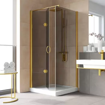Душевой уголок Vegas-Glass GPS-Fis LUX 80x100 GPS-Fis LUX 80*100 09 07 профиль глянцевое золото, стекло графит