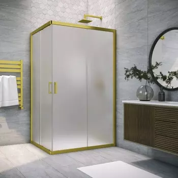 Душевой уголок Vegas-Glass ZA-F NOVO h2000 120x90 ZA-F NOVO h2000 120*90 03 10 профиль матовое золото, стекло сатин