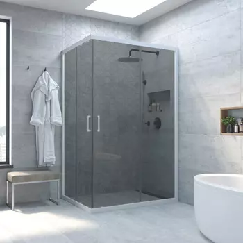 Душевой уголок Vegas-Glass ZA-F NOVO h2000 120x95 ZA-F NOVO h2000 120*95 01 07 профиль белый, стекло графит