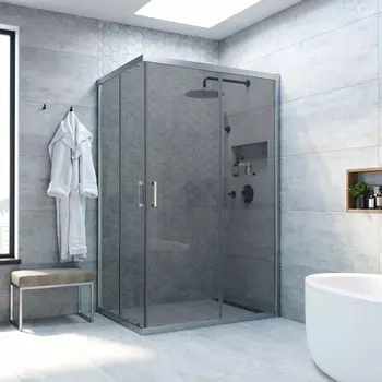 Душевой уголок Vegas-Glass ZA-F NOVO h2000 120x95 ZA-F NOVO h2000 120*95 07 07 профиль матовый хром, стекло графит