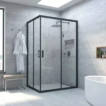 Душевой уголок Vegas-Glass ZA-F NOVO h2000 120x110 ZA-F NOVO h2000 120*110 02М crystalvision профиль черный