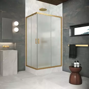 Душевой уголок Vegas-Glass ZA-F Protec 120x110 ZA-F Protec h1900 120*110 03 10 профиль золото матовое, стекло сатин