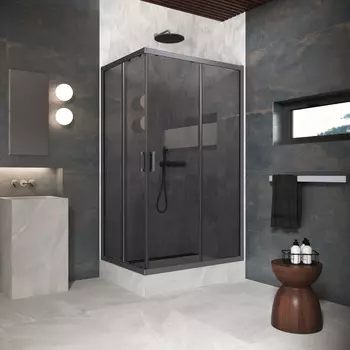 Душевой уголок Vegas-Glass ZA-F Protec 120x110 ZA-F Protec h1900 120*110 06 07 профиль GunMetal, стекло графит