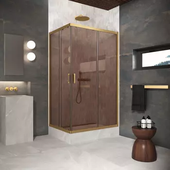 Душевой уголок Vegas-Glass ZA-F Protec 120x110 ZA-F Protec h1900 120*110 03 05 профиль золото матовое, стекло бронза