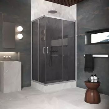 Душевой уголок Vegas-Glass ZA-F Protec 120x110 ZA-F Protec h1900 120*110 07 07 профиль матовый хром, стекло графит