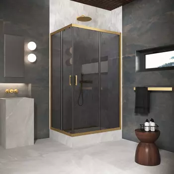 Душевой уголок Vegas-Glass ZA-F Protec 120x110 ZA-F Protec h1900 120*110 03 07 профиль золото матовое, стекло графит