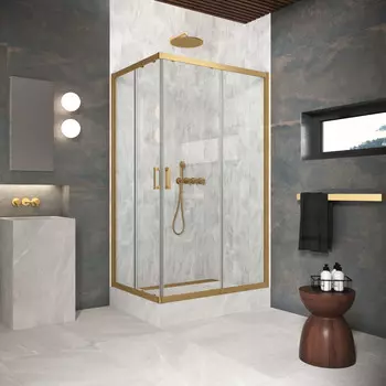 Душевой уголок Vegas-Glass ZA-F Protec 120x110 ZA-F Protec h1900 120*110 03 01 профиль золото матовое, стекло прозрачное