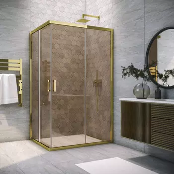 Душевой уголок Vegas-Glass ZA-F TUR NOVO h1900 95x90 ZA-F TUR NOVO h1900 95*90 09 05 профиль золото глянцевое, стекло бронза