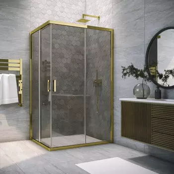 Душевой уголок Vegas-Glass ZA-F TUR NOVO h1900 100x70 ZA-F TUR NOVO h1900 100*70 09 07 профиль золото глянцевое, стекло графит