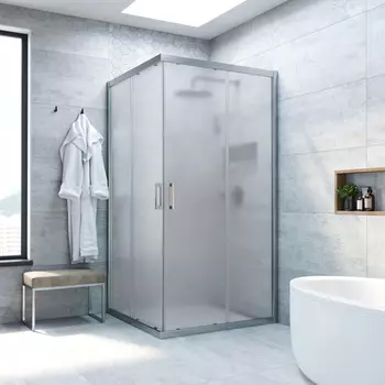 Душевой уголок Vegas-Glass ZA NOVO h200 100x100 ZA NOVO h2000 100 07 10 профиль матовый хром, стекло сатин