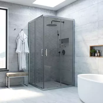 Душевой уголок Vegas-Glass ZA NOVO h200 120x120 ZA NOVO h2000 120 07 07 профиль матовый хром, стекло графит