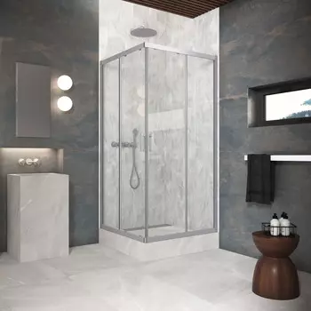 Душевой уголок Vegas-Glass ZA Protec 100x100 ZA Protec h1900 100 07 01 профиль матовый хром, стекло прозрачное