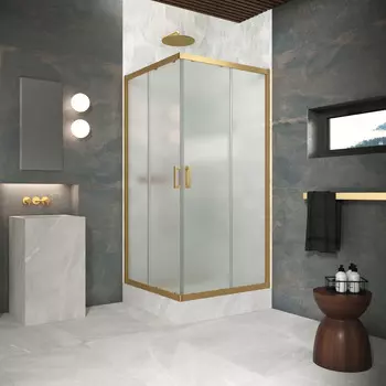 Душевой уголок Vegas-Glass ZA Protec 110x110 ZA Protec h1900 110 03 10 профиль золото матовое, стекло сатин
