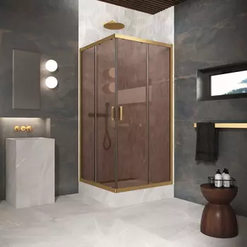 Душевой уголок Vegas-Glass ZA Protec 120x120 ZA Protec h1900 120 03 05 профиль золото матовое, стекло бронза
