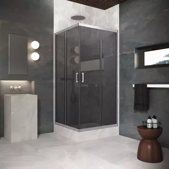 Душевой уголок Vegas-Glass ZA Protec 120x120 ZA Protec 120 07 07 профиль матовый хром, стекло графит