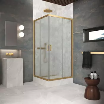 Душевой уголок Vegas-Glass ZA Protec 120x120 ZA Protec 120 03 02 профиль золото матовое, стекло шиншилла