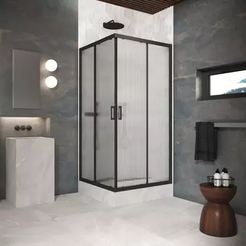 Душевой уголок Vegas-Glass ZA Protec 120x120 ZA Protec 120 02М Moru профиль черный матовый, стекло Moru
