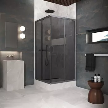 Душевой уголок Vegas-Glass ZA Protec 120x120 ZA Protec 120 06 07 профиль GunMetal, стекло графит