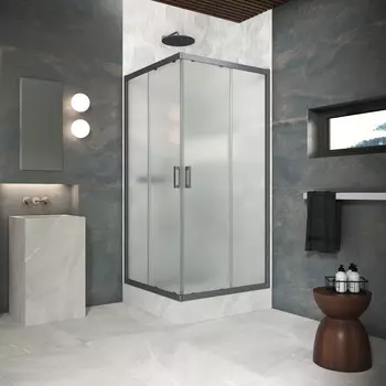 Душевой уголок Vegas-Glass ZA Protec 120x120 ZA Protec 120 06 10 профиль GunMetal, стекло сатин