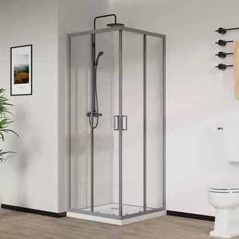 Душевой уголок Vincea City 90x90 VSS-5CT900CLGM без поддона, стекло прозрачное, профиль вороненая сталь