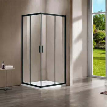 Душевой уголок Vincea Garda 120x110 VSS-1G1112CLB профиль черный, стекло прозрачное