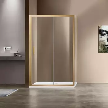 Душевой уголок Vincea Garda 150x100 VSR-1G1015CLG без поддона, стекло прозрачное, профиль брашированное золото